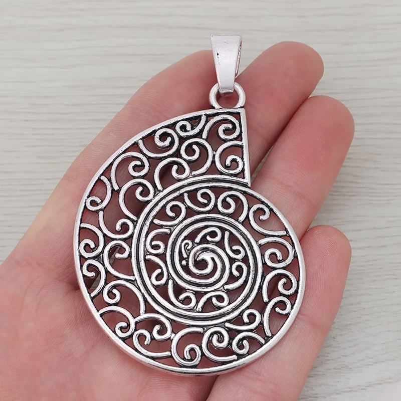 

3 x Hollow Open Large Sea Snail Conch Spiral Charms Pendants for DIY Necklace Jewelry Making Findings Accessories