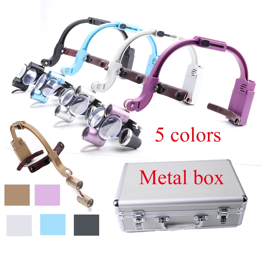 Surgical Lamp Dentistry Equipment 2.5X  Dental Loupes Medical Magnifying Glass Metal box