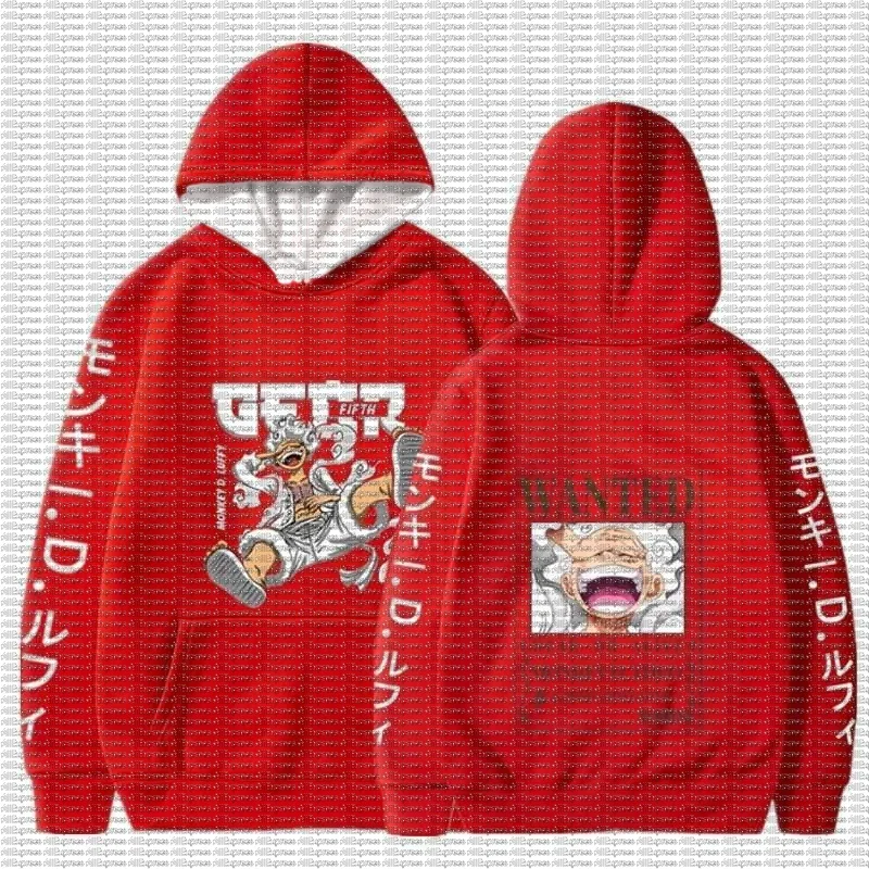 

ONE PIECE Anime Gear 5 Hoodie for Men Luffy Sun Gold Print Casual Streetwear Pullover Hooded Sweatshirt Men's Fashion