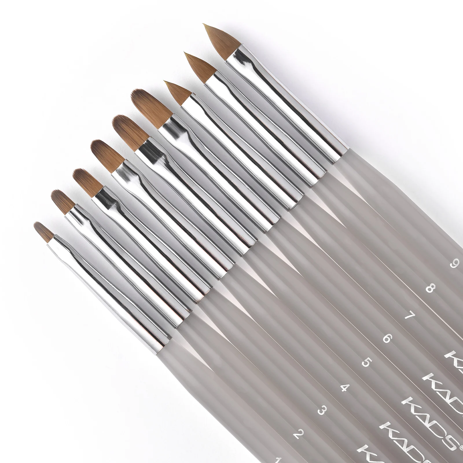 

Набор из 9 кистей для дизайна ногтей: серые нейлоновые кисти с мягким профессиональным ворсом для маникюра