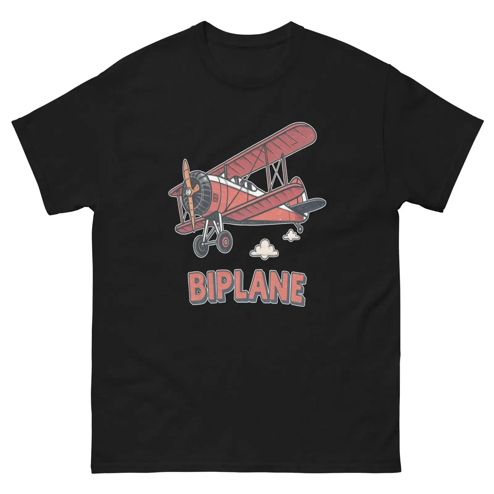 Biplane Transportation Vehicle Illustration T Shirt vintage Washed Top For Everyday Wear graphic Versatile Slightly Comfortable
