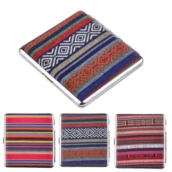 Retro Ethnic Wind Fashion Fabric Striped Cigarette Case Coarse Cigarette Case Portable Moisture-resistant Cigarette Case