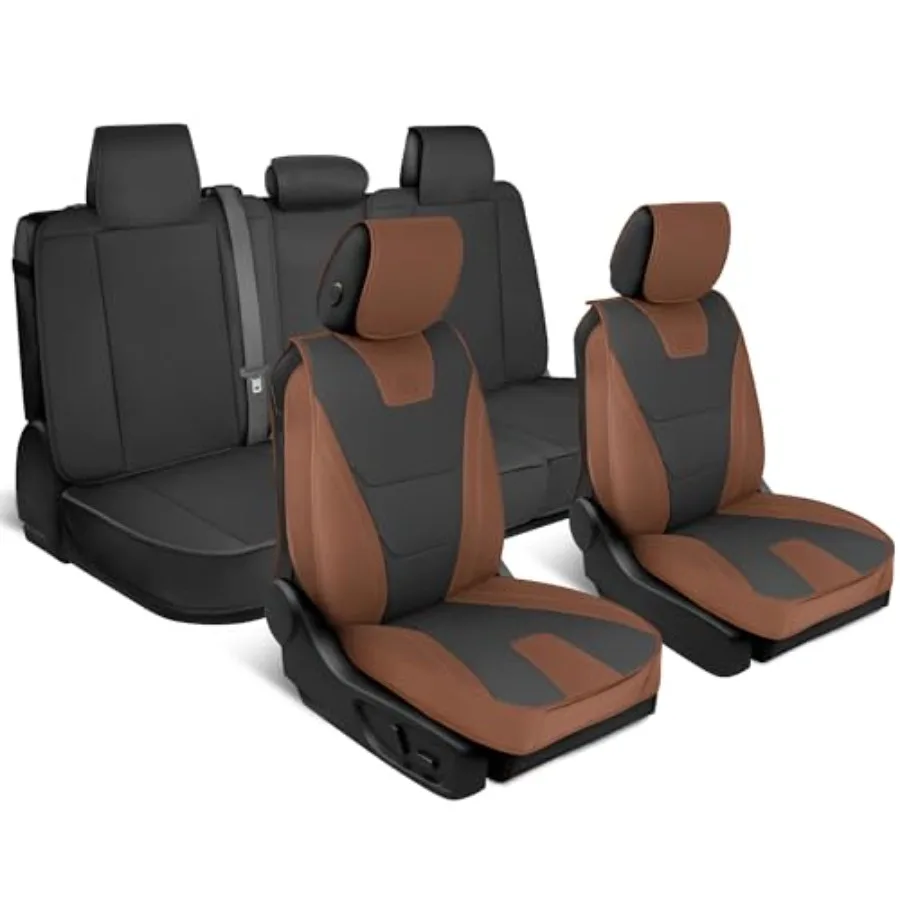 

Чехлы для автомобильных сидений Edge Deluxe из искусственной кожи, полный комплект (2 передних + 1 задняя скамья), полунаполненные, универсальные, двухцветные, черные, прочные, для авто