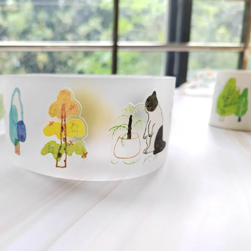 Normi Studio Pianta vintage Dolci Parole fustellate Nastri Washi in PET opachi Forniture artigianali Adesivo per piani di decorazioni per scrapbooking fai da te