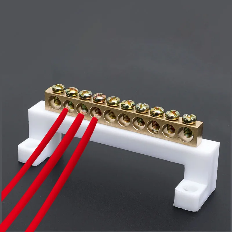Zero line terminals High Bridge Type Copper Row Grounding Large Current 5/7/10pin Distribution Cabinet Screws Neutral Terminal