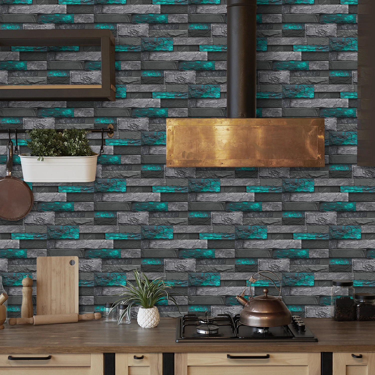 Retro Stone Brick Wall Stickers Bathroom And Kitchen Backsplash Peel And Stick Waterproof Self-Adhesive Vinyl Tile Stickers