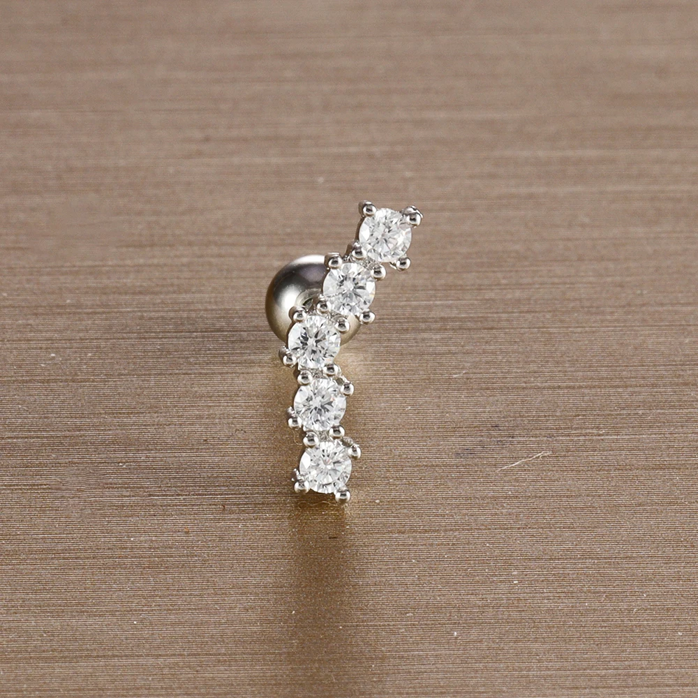 Mini Zircon Cartilage Piercing Stud Earring, 6 Styles