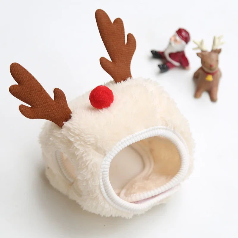 Christmas Pet Hat Cute Antlers Saliva Towel for Dog Cat Dress Up Supplies Lovely Design  Autumn and Winter Clothes Pet Accessory