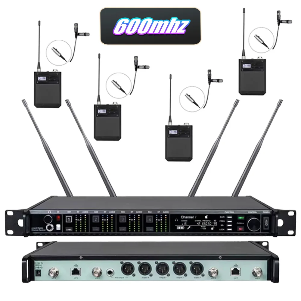 Paulkitson AD4Q KSM9 Professioneel Draadloos Microfoonsysteem 4-Kanaals 500/600/900MHZ Headset Microfoon Lavalier Voor Podium Buiten