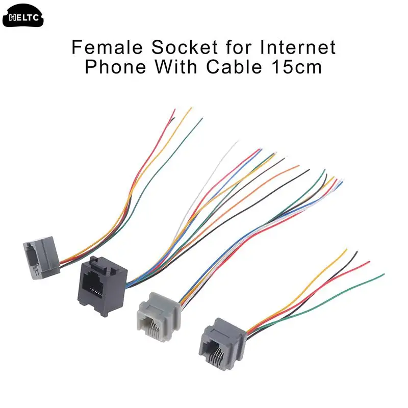 5PCS 616E 623k 616M 641D RJ11\\RJ12\\RJ45 Female Socket for Internet Phone With Cable 15cm