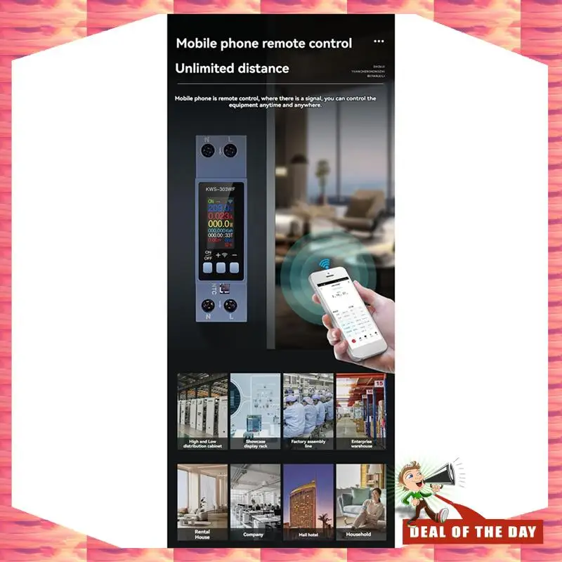 Entrega en 24 horas 5X TUYA WIFI medidor de energía montaje en carril Din voltímetro Digital amperímetro vatímetro AC 100-290V Kwh medidor de potencia remoto