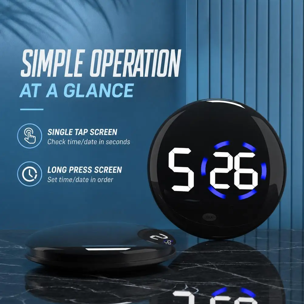 Mini Digital Clock for Car Round Automotive Digital Clock Led Luminous Display Automotive Watch for Road Trip Long Travel