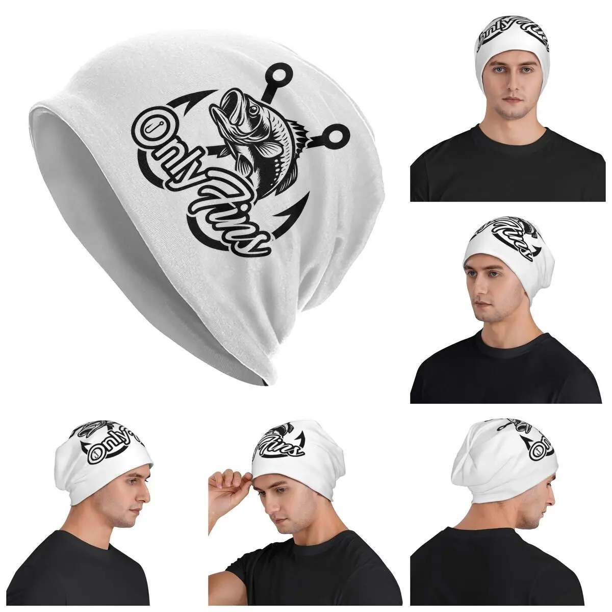 Fish Bone Fishing Skeleton Unisex Adult Beanies Caps Knitting Bonnet Hat Warm Hip Hop Autumn Winter Outdoor Skullies Hats