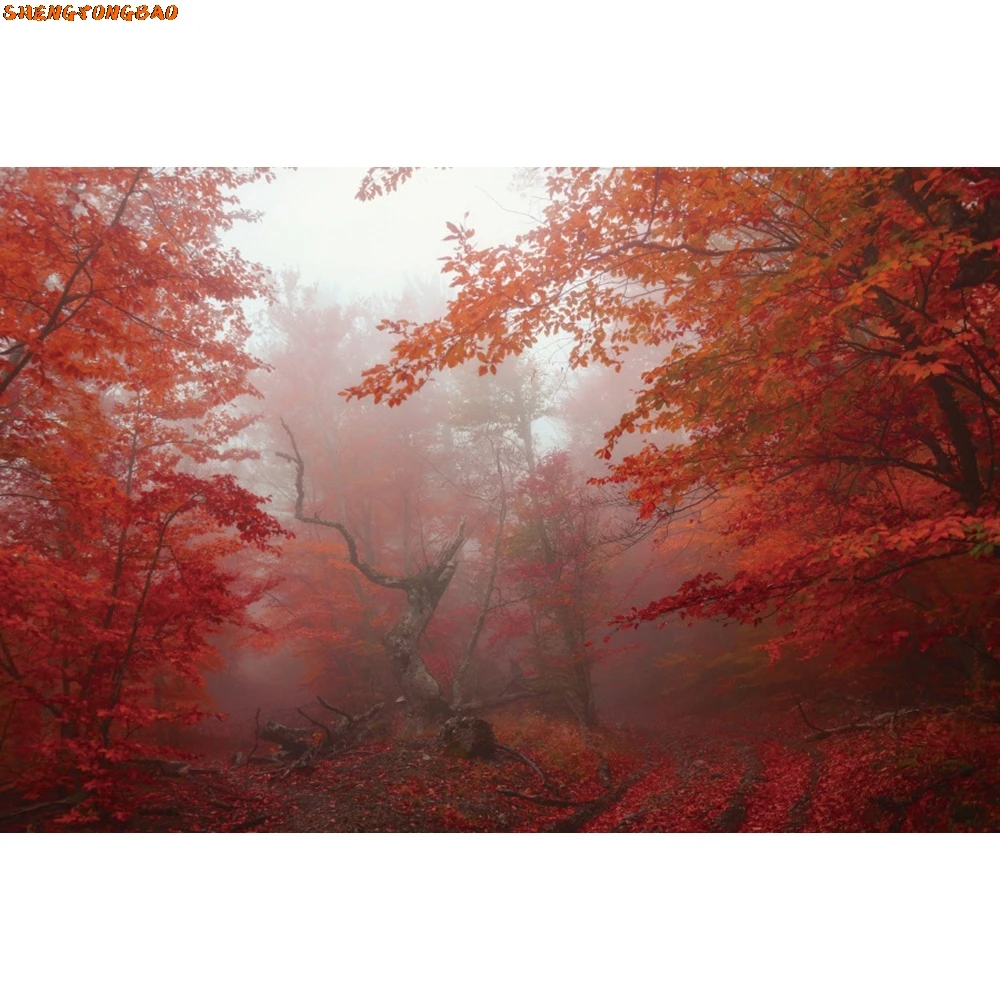 Осенний пейзаж, лиственный фон, лиственные горные дороги, деревья, желтые осенние листья, вид, фон для фотосъемки, реквизит для фотостудии