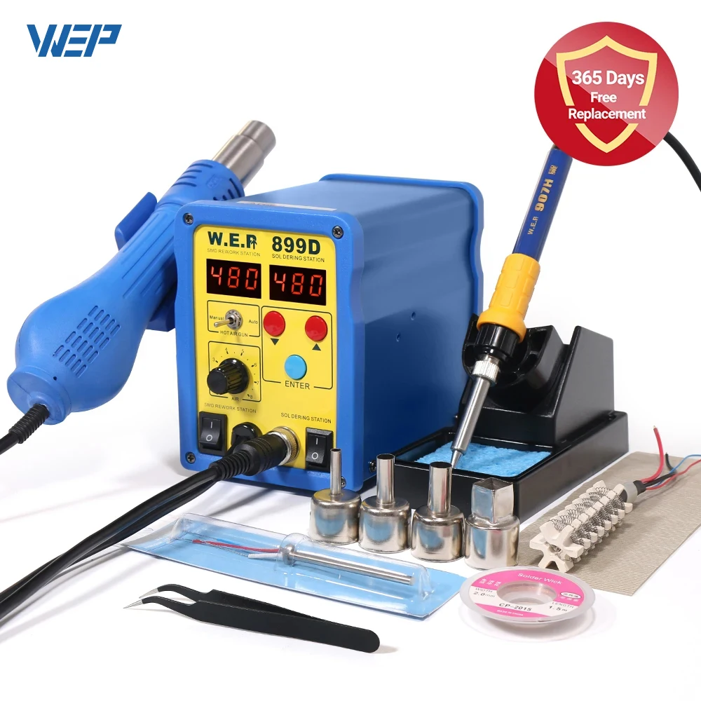 WEP 2-in-1 Soldering Station 899D Hot Air Gun Soldering Iron Welding Station Digital Display SMD BGA Solder Rework Station Tool