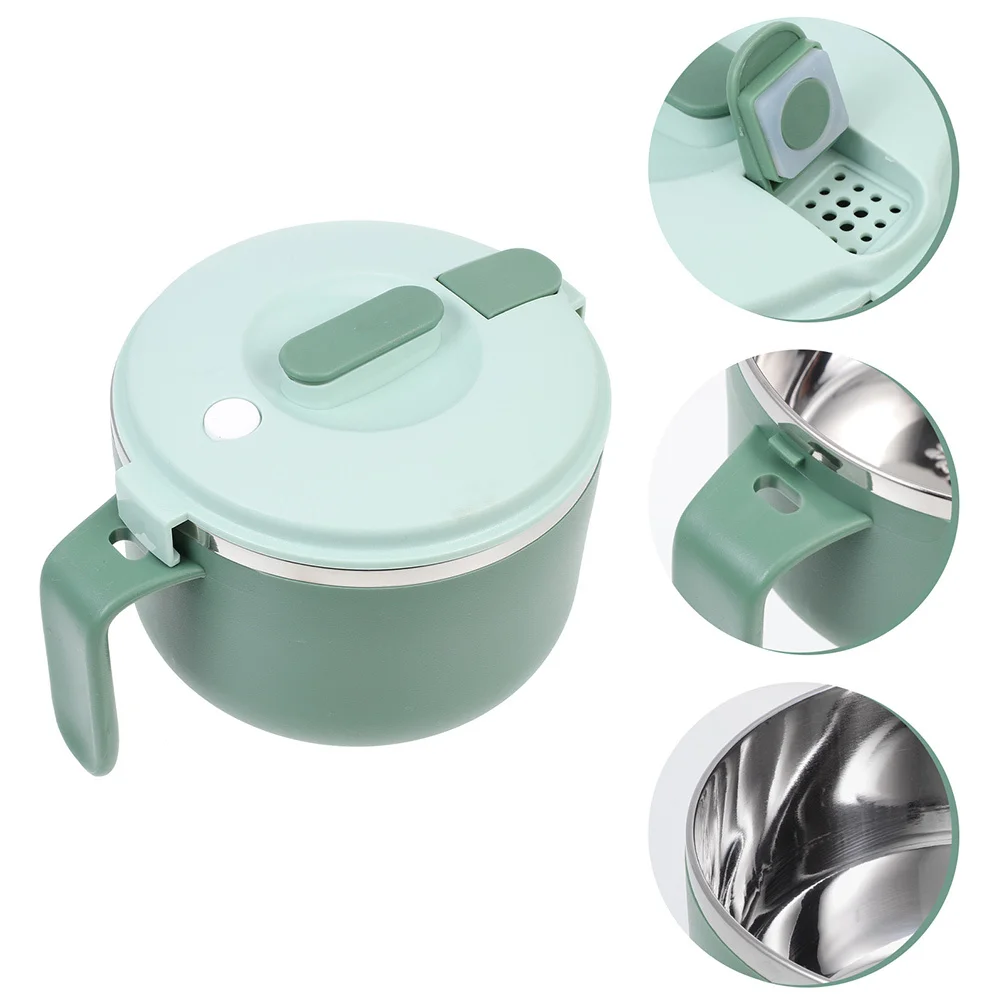 

1.2L Stainless Steel Food Bowl Reusable Bento Lunch Container For Salad Fruit Noodles Household Ramen Eatware Compact Convenient
