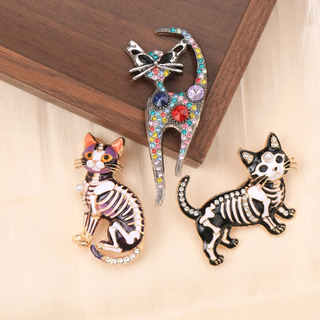 Barocke Luxus-Halloween-Broschen mit Katzenmotiv für Männer und Frauen, Schmuck, Modeaccessoires und Partygeschenke