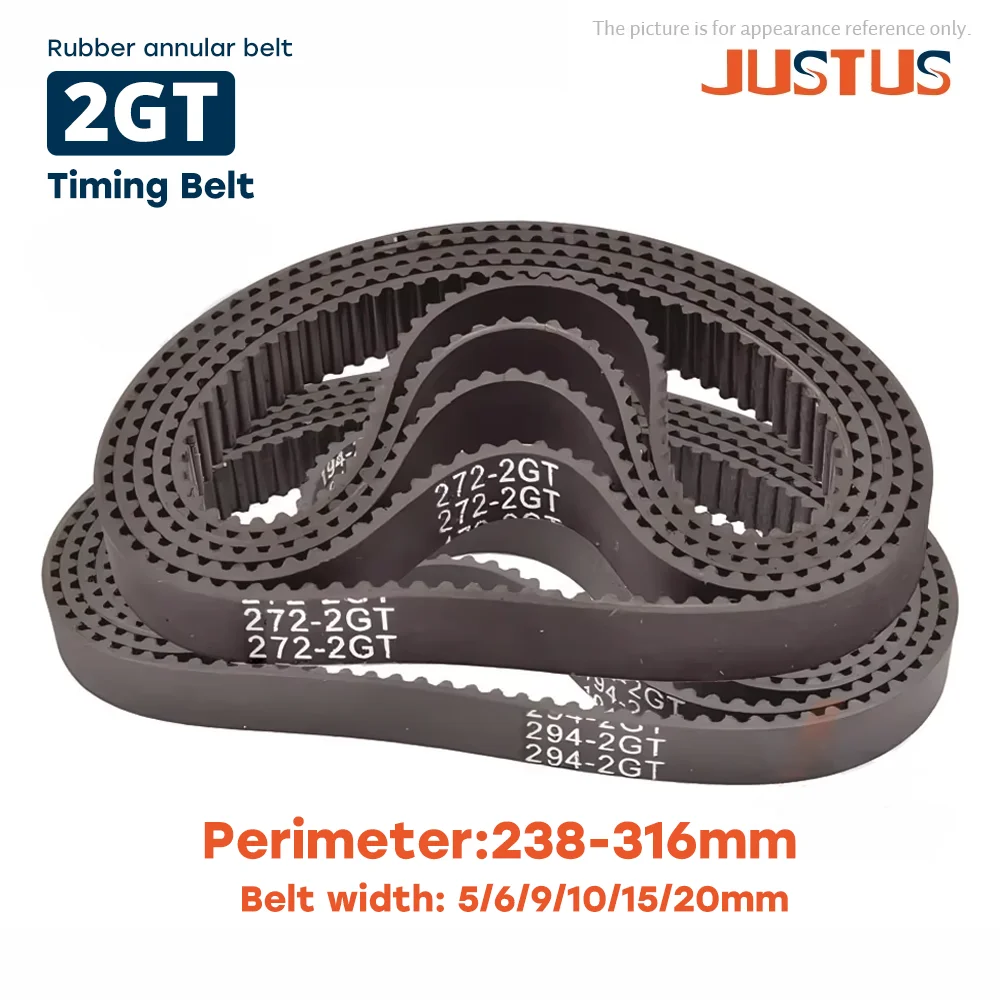 GT2 Rubber Timing Belt 2GT Closed-loop Synchronous Bandwidth 5/6/9/10/15/20mm Perimeter 238-316mm Are Suitable For 3D Printers