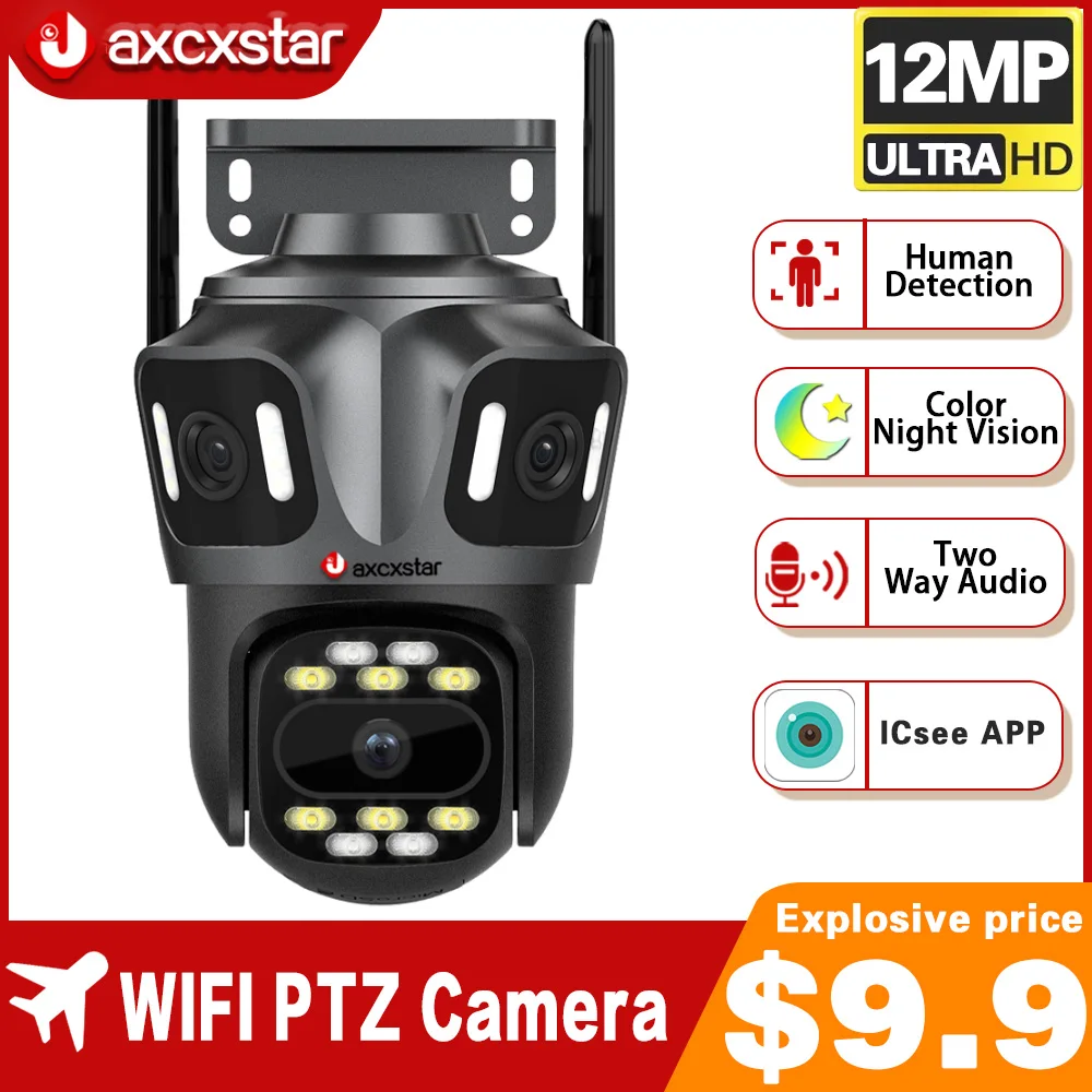 vigilancia de video cctv sem fio externo protecao de seguranca lentes telas rastreamento automatico ao ar livre seguranca 12mp 6k ptz wifi ip 01