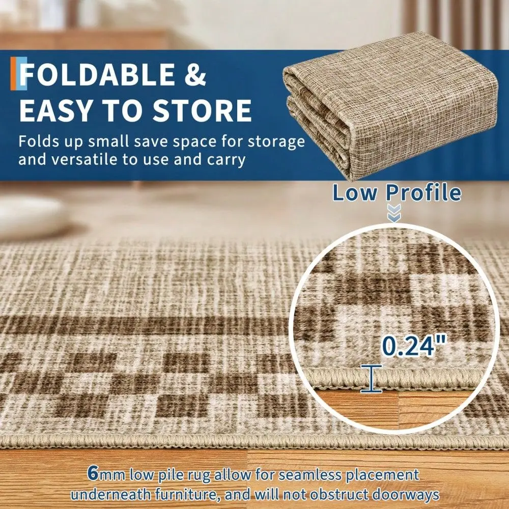 

Home Decor Kitchen Area Rug Non Shedding Low Pile Carpet Soft Bordered Non Slip Floorcover Printed Thin Stain Resistant Hallway