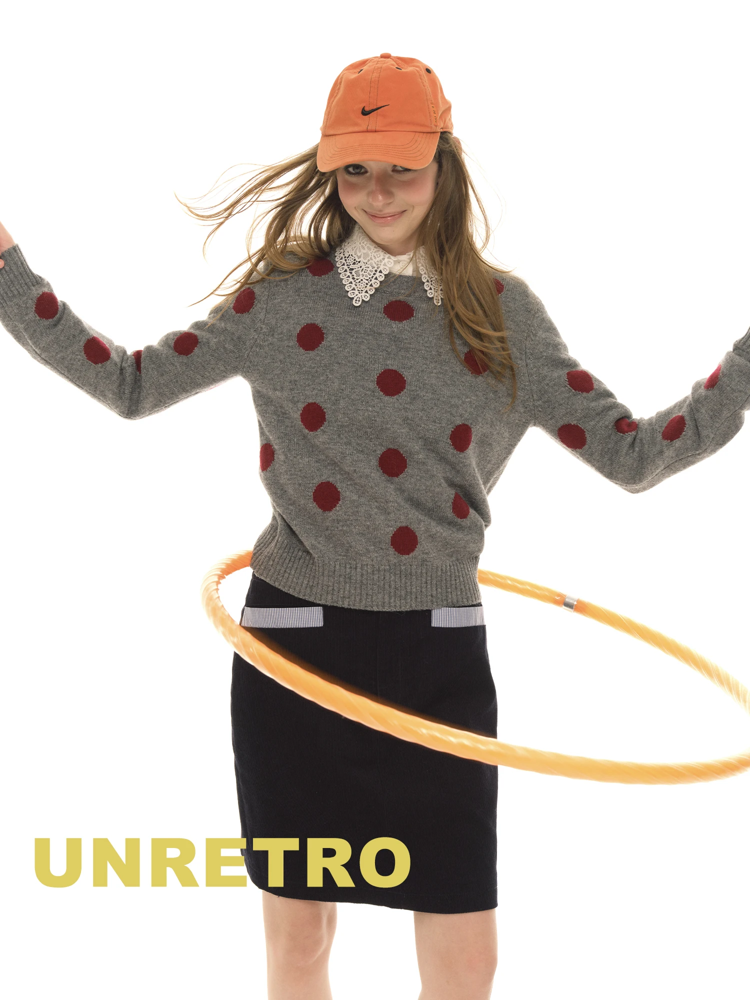 

Винтажный шерстяной свитер в горошек UNRETRO, свободный крой, круглый вырез, стильный, милый, вязаный, осенний, новинка