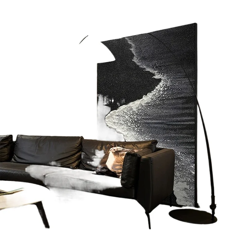 

Modern light luxury decorative painting pure hand-painted oil painting Italian minimalist black and white gray high-end