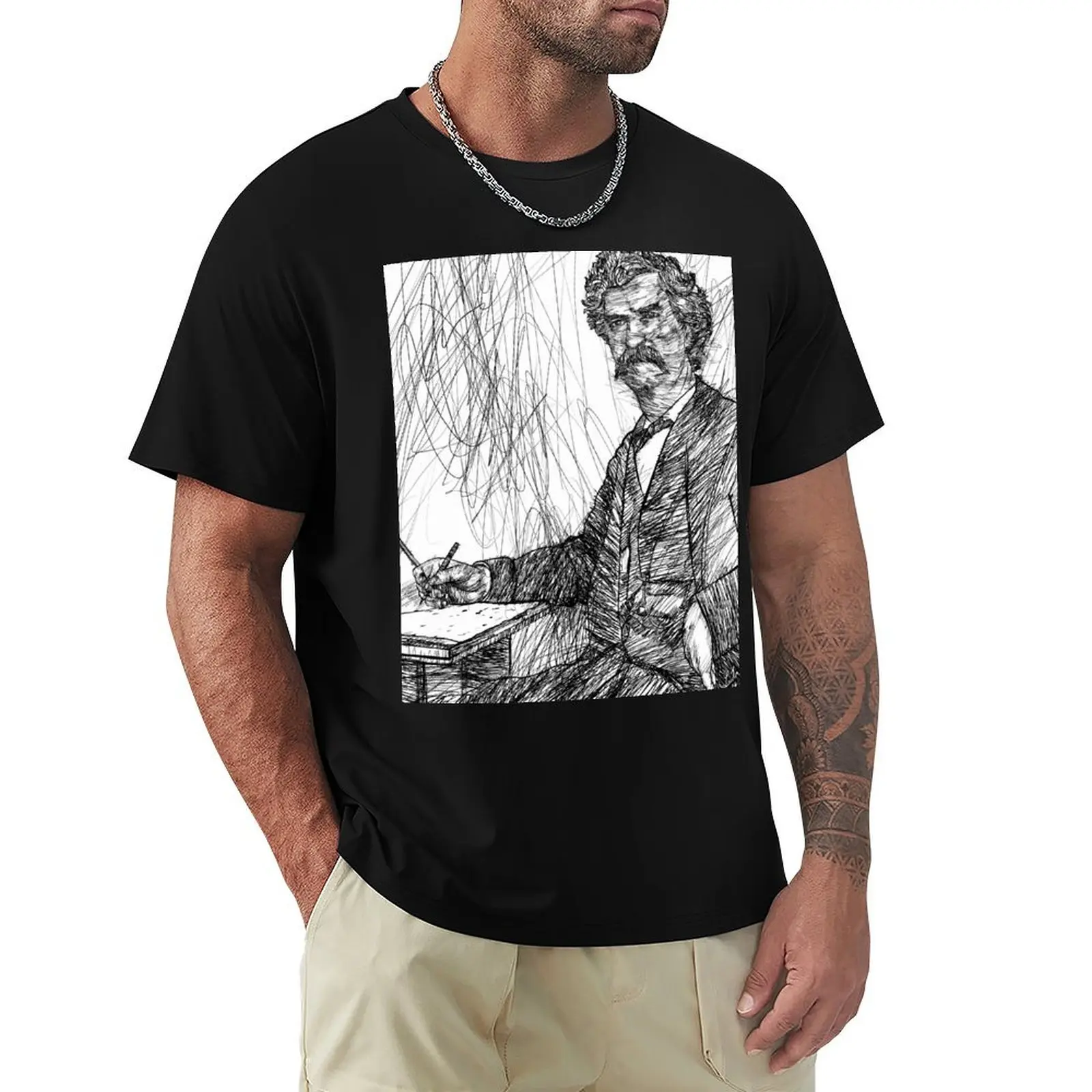 MARK TWAIN - ink portrait .4 T-Shirt Tough Fabric Work Tee