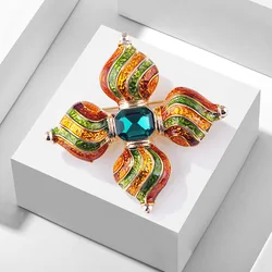 Baroque Vintage Crystal Pin Brooches Gem Geometric Cross Brooch for Women Men Collar Sweater Shirt Suit Bag Jewelry Accesories