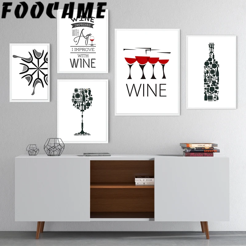 Wineglass Nordic Abstract Wall Art Print Poster Miniismalt Pictures Canvas Modern Decorative Paintings Dining Room Restaurant