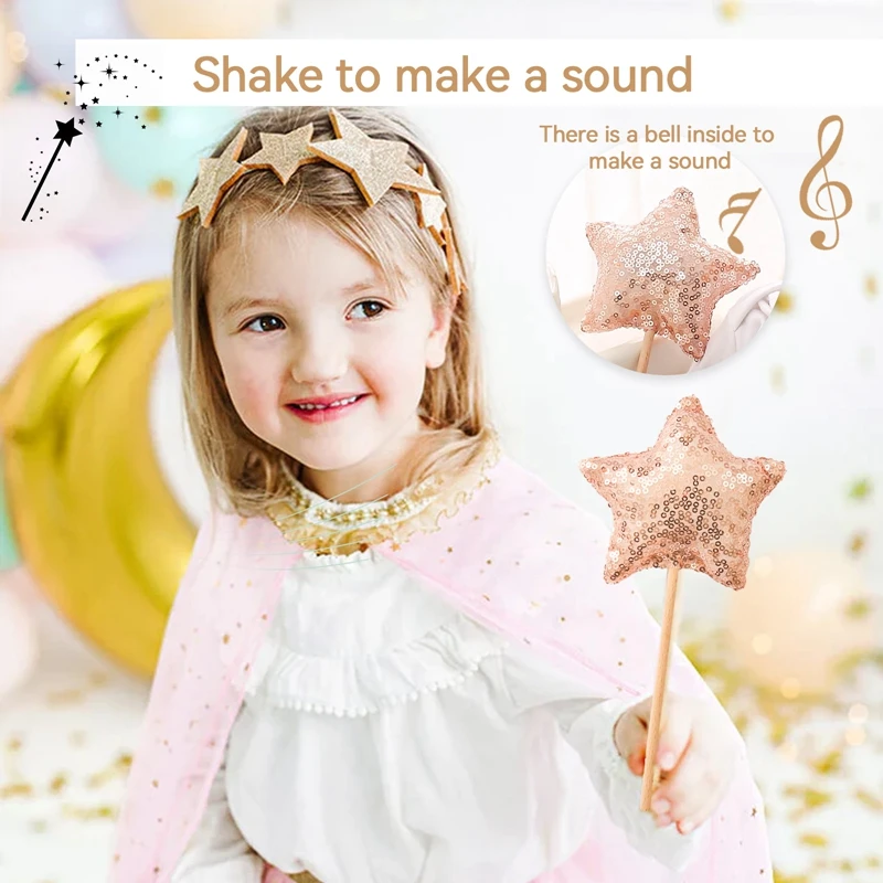 1PC Five Pointed Star Magic Stick Kids Girl Cute Fairy Wand Party Princess Magic Sequin Birthday Gift Cosplay Props Accessories