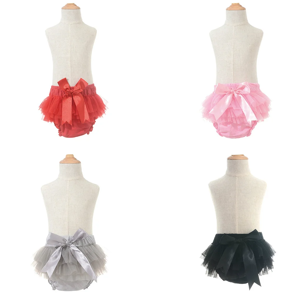 

Baby Lantern Pants Tutu Skirt Soft Tulle Layers Satin Elastic Waist Newborn Toddlers Birthday Party Photography Props Pink