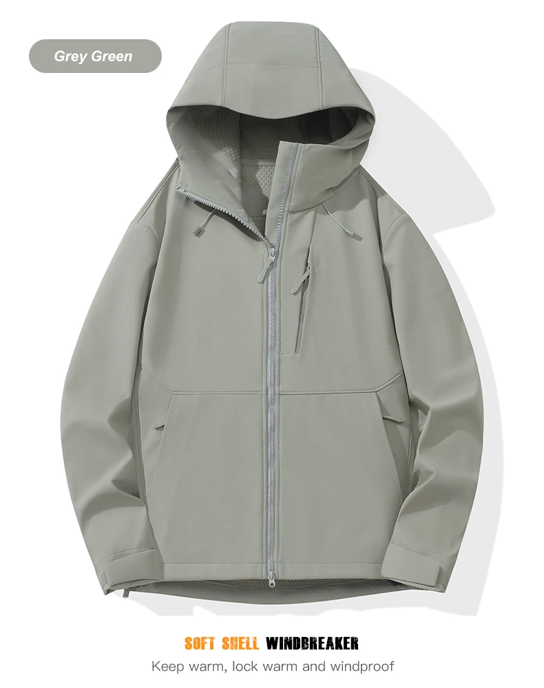 EUMERGX Herren Damen Wasserdichte Softshell-Jacke mit Innenfleece Warme Windjacke Unisex Wander- Kletter- Trekking-Outdoor-Regenjacke – Detail 11