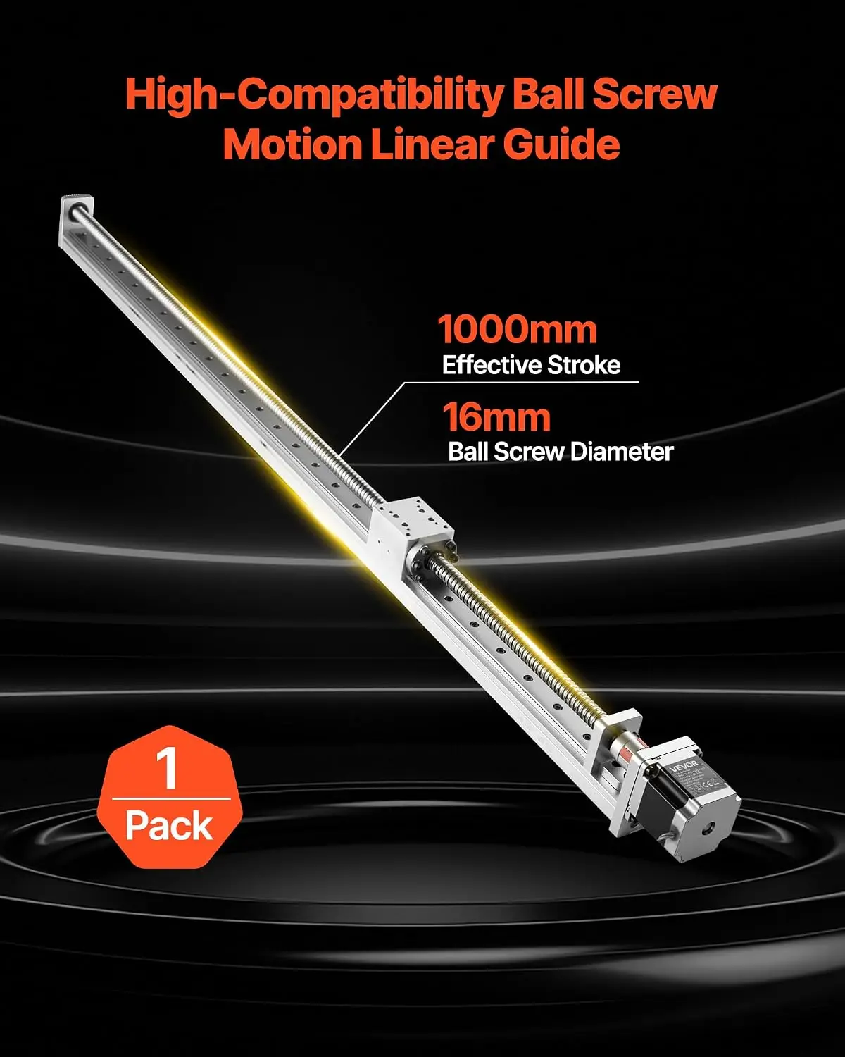Linear Guide, 1000 mm Stroke Work Size, Ball Screw Motion CNC Linear Guide Stage Actuator, Motorized Nema 23 Stepper Motor, High