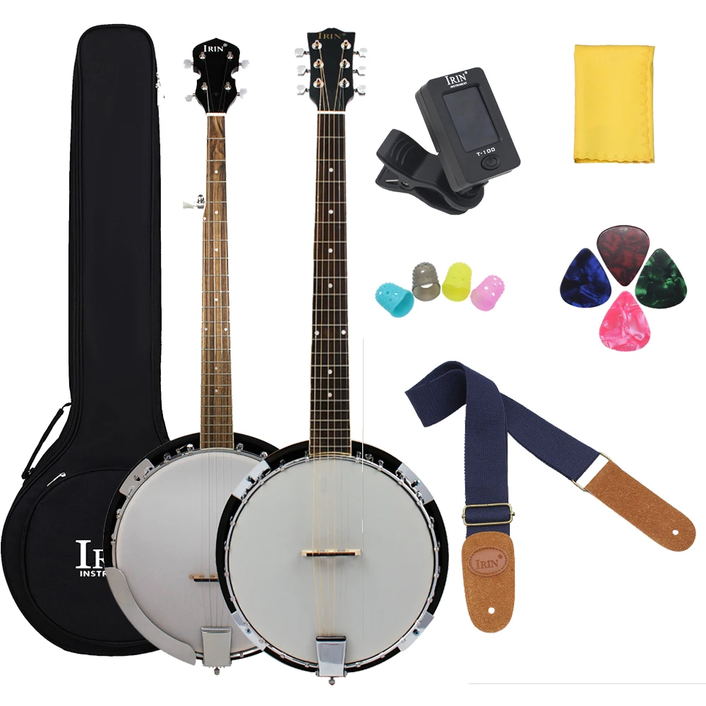 IRIN 5 Strings Banjo 22 Frets Beginner 5 Strings Guitar 6-string Banjo Adult Guitar Playing with Banjo Bag Tuner Picks Strap