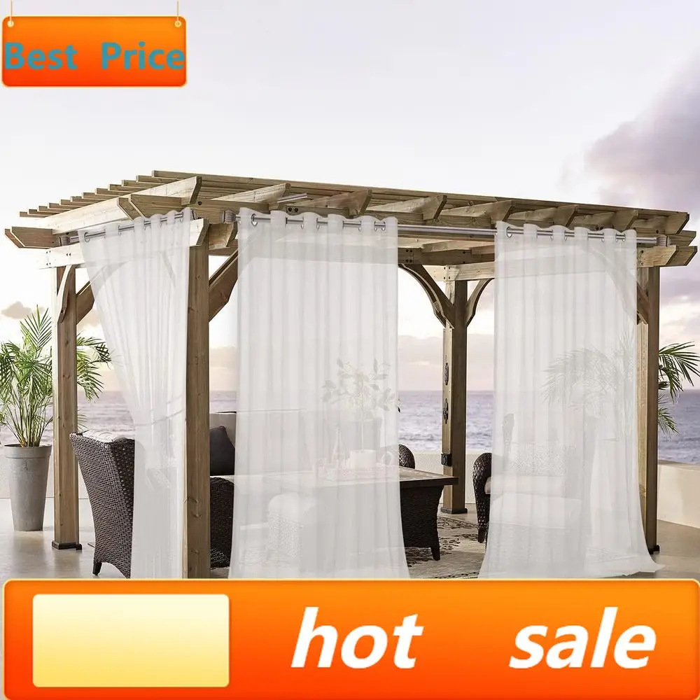 

PromotionPromotionOutdoor Sheer Curtains, Waterproof Linen Voile Drapes for Patio, Pergola, Porch, and Gazebo (100x108 inches, I