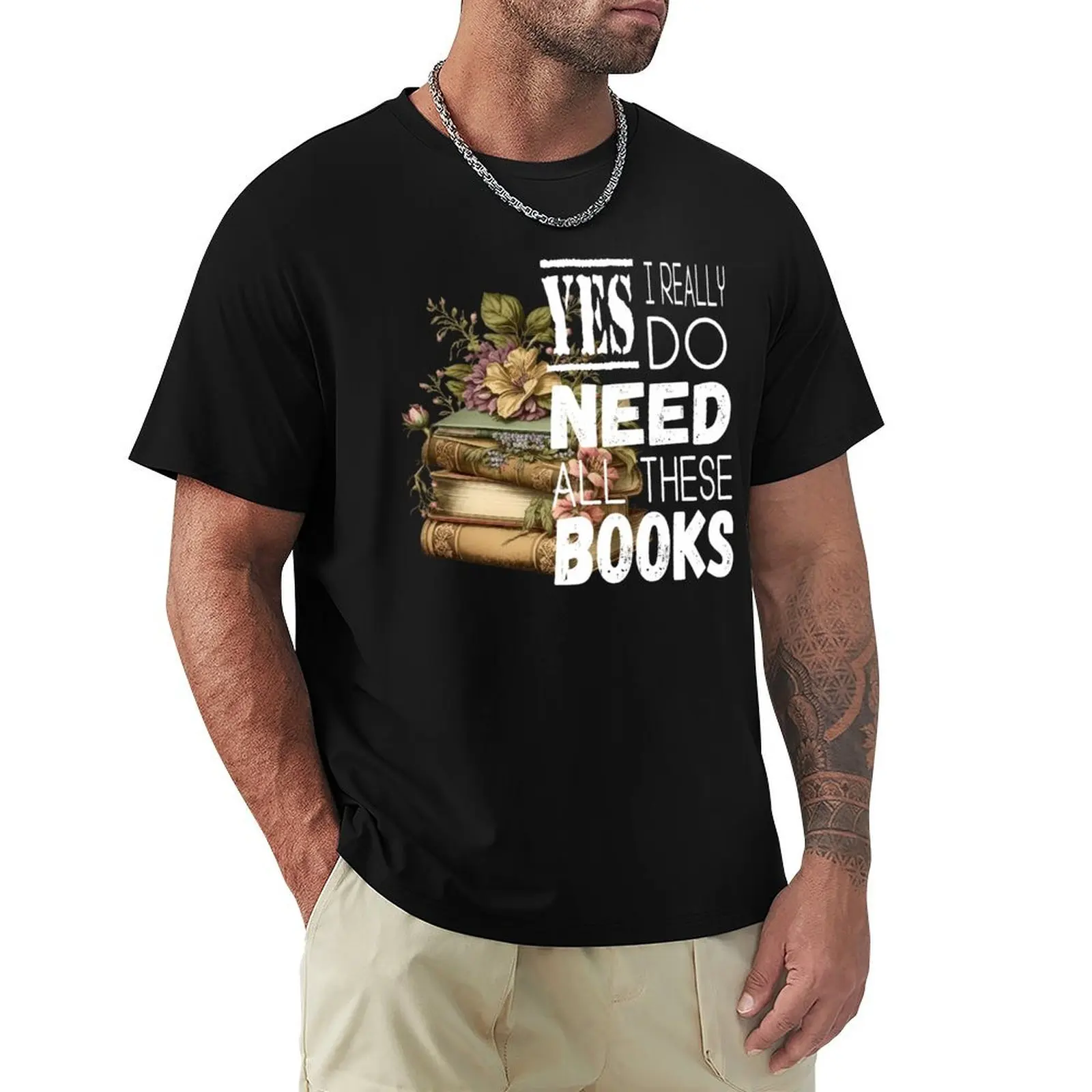 

Need Stack of Vintage Books with Flowers T-Shirt oversized basketball graphic tees men clothes