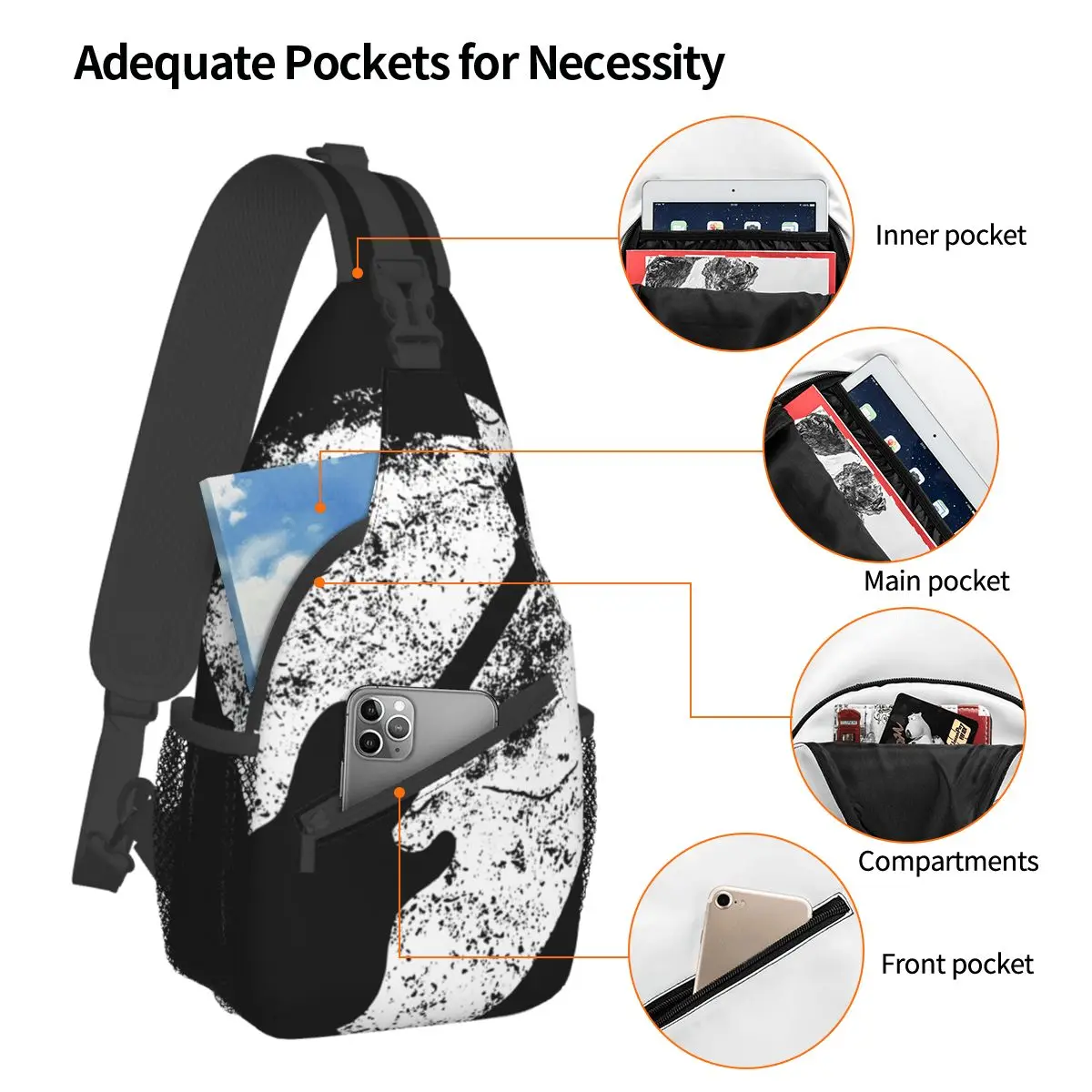 Electric Guitar Pick Crossbody Sling Bags Chest Bag Guitarist rock and roll Shoulder Backpack Daypack for Travel Hiking Bookbag