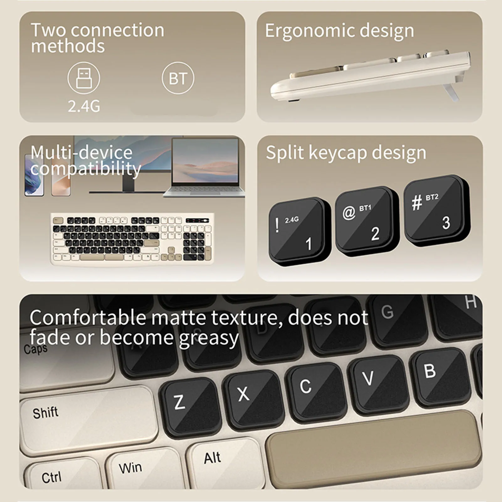 Wireless Keyboard and Mouse Set 105 Keys Support  2.4G Keycaps with Backlit Split Keys Full Size Layout for Computer/Laptop