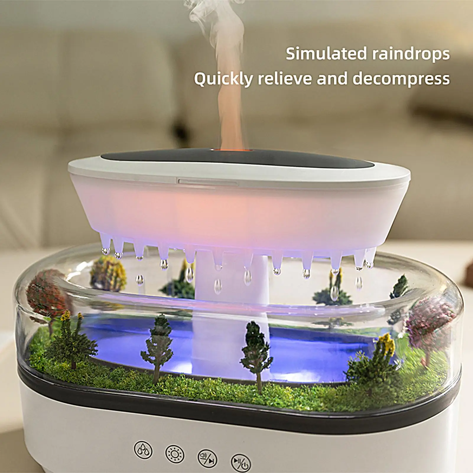 

Aroma Humidifier Raindrop Air Humidifier Colorful Light White Noise Essemtial Oil Diffuser Colorful Light Air Humidifier ﻿