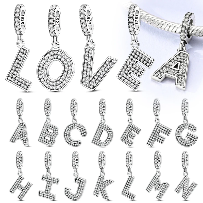 Neue 26 A-Z DIY Buchstaben Charms Perlen Anhänger 925 Sterling Silber Fit Original Armbänder Perlen Machen Jahrestag Frauen Schmuck geschenk