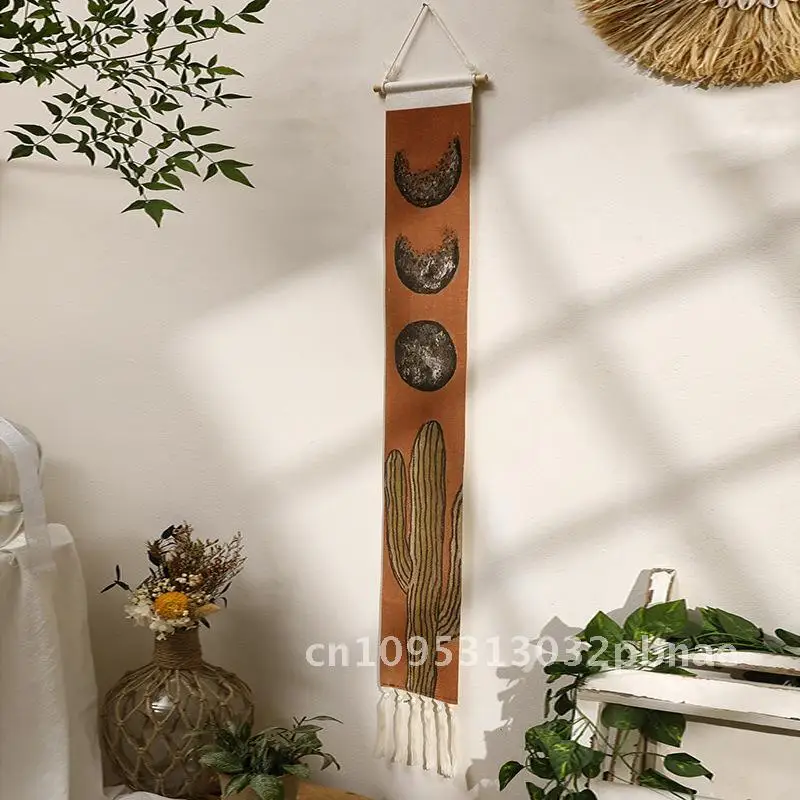

Bohemian Handmade Woven Sun Moon Cactus Tapestry Tapestry Simple Studio Bedroom Living Room Background Wall Decoration