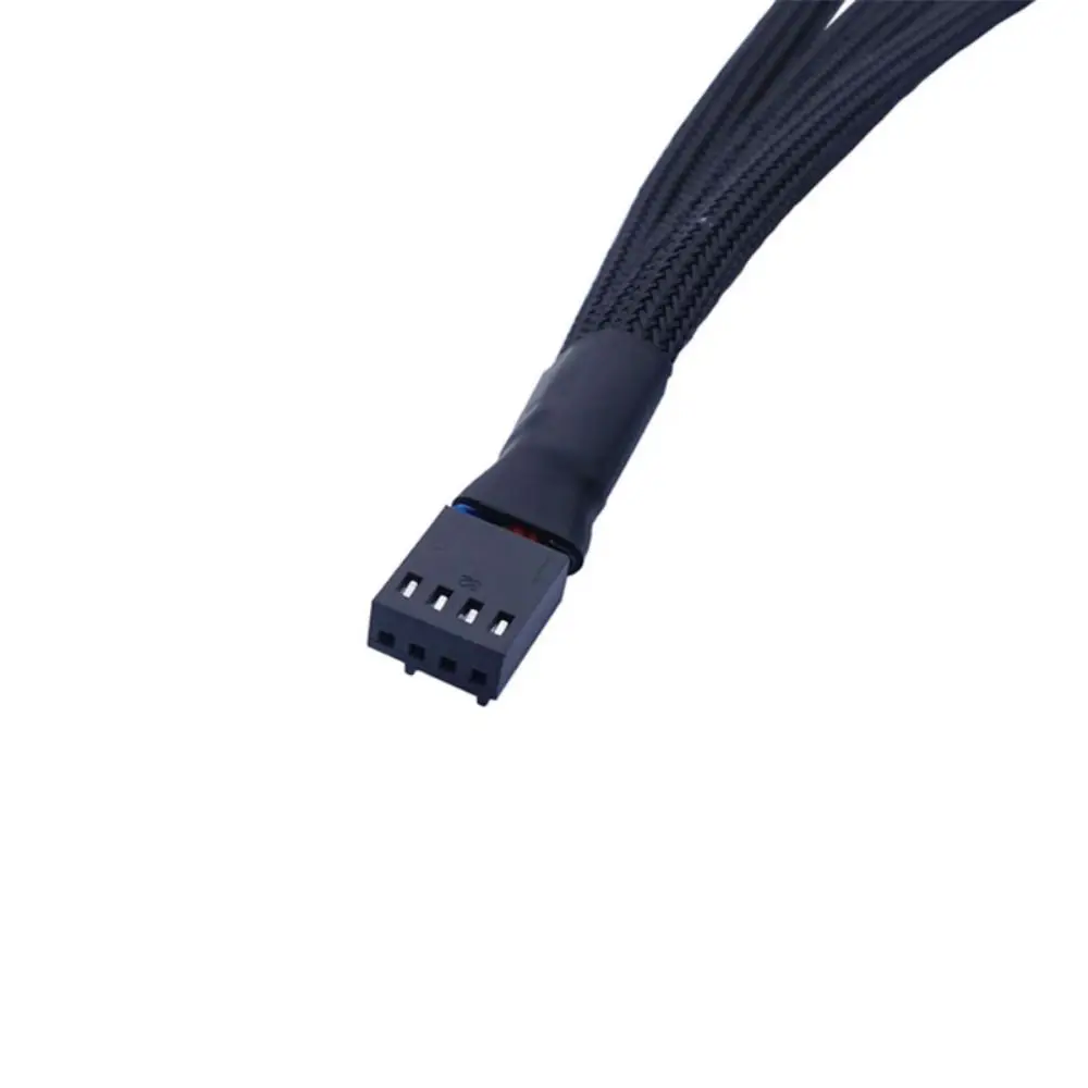 Male To Female 4 Pin Pwm Fan Cable Black Sleeved Connector Temperature Control Fan Cable Braided Sleeving Adapter