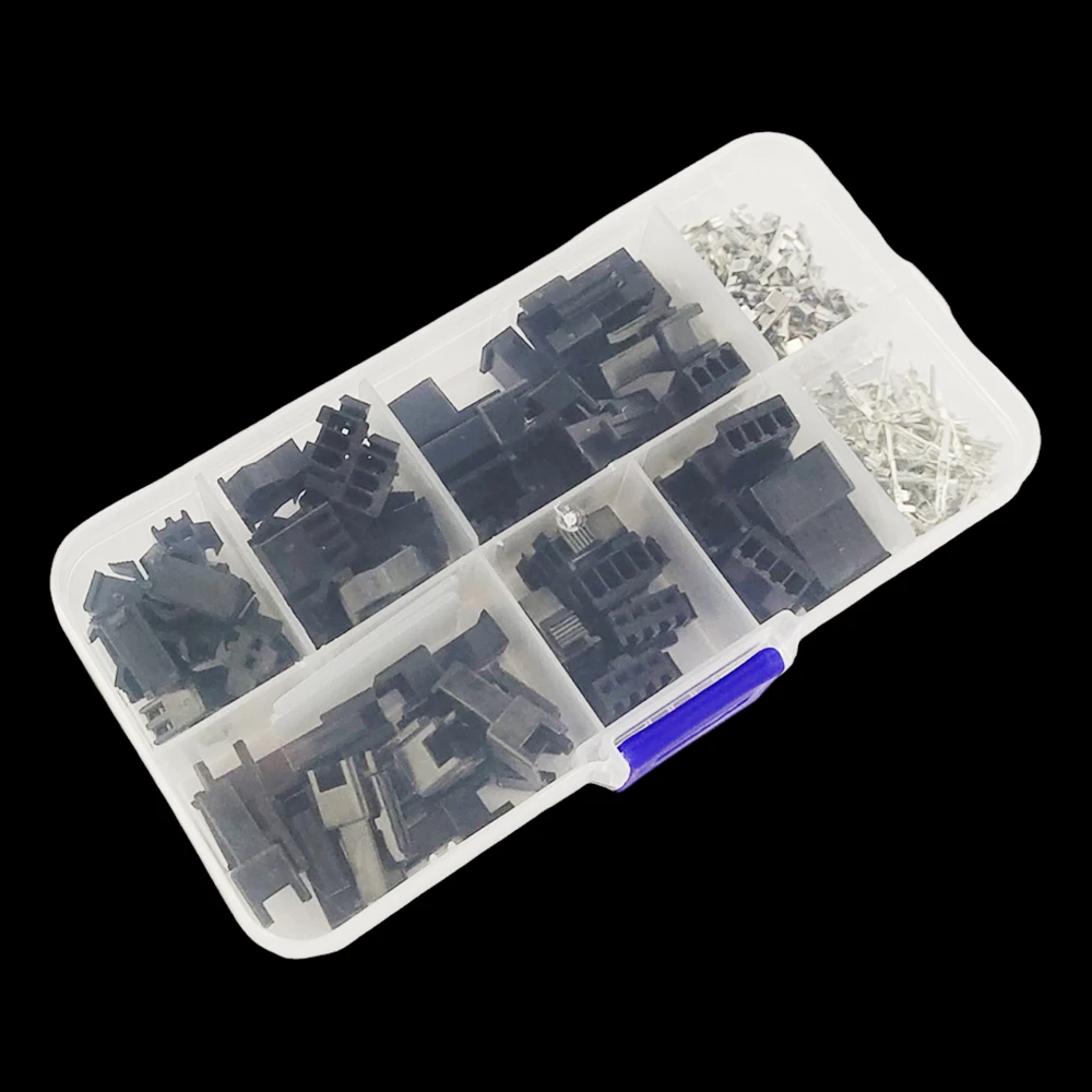 200 Pcs/Box JST SM 2.54mm 2P 3P 4P 5P Connector Kit, Male & Female Plug Housings with Crimp Terminals