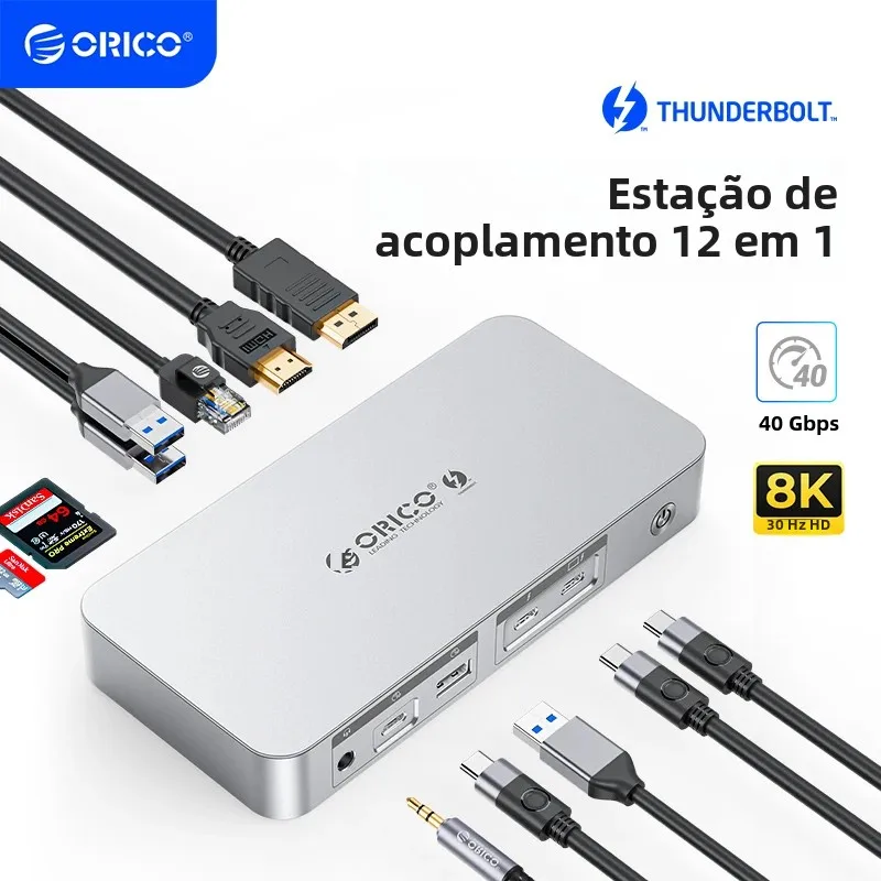 Orico thunderbolt 4 docking station tipo c para hdmi-adaptador compatível 8k @ 30hz usb 3.2 gen2 hub divisor para macbook