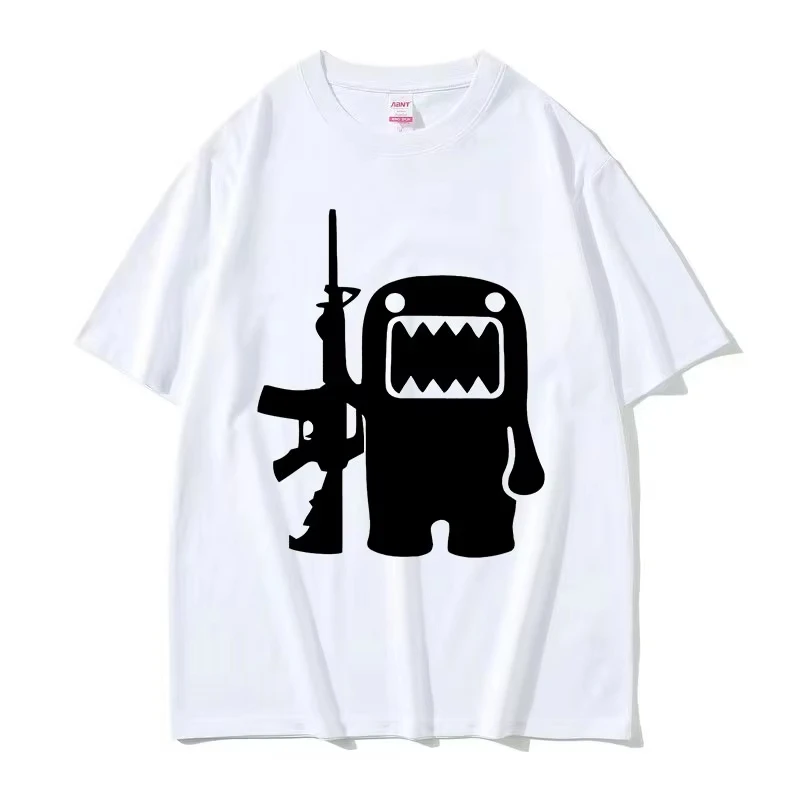 Funny Domo Kun AK47 Retro Graphic T Shirt Men's O-Neck High Quality Fashion T-Shirt Man Tshirts Streetwear