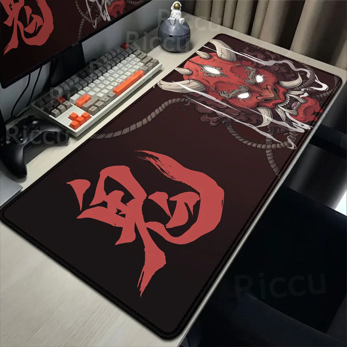 

Japanese Samurai Mousepad Large Size Ghost Mask Gaming KeyboardPad XXL Lock Edge Deskmat Non-slip Gamer Table Carpet Accessories