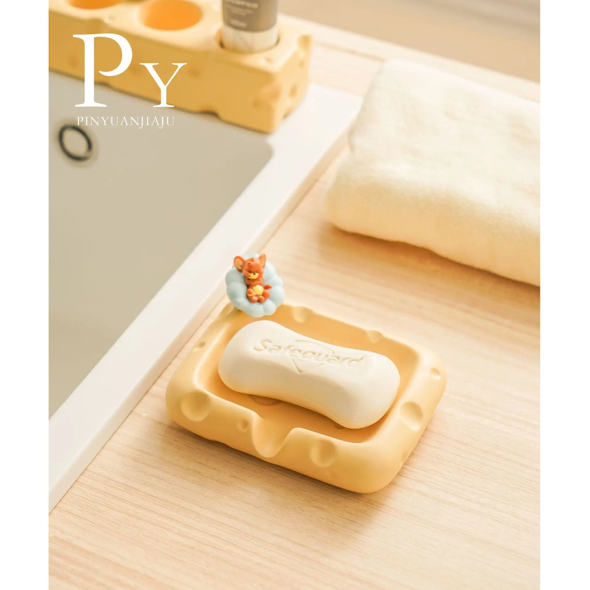 

Ceramic Cheese Soap Box Draining Creative Home Daily Toilet Bathroom Washstand Light Luxury High-grade Soap Box