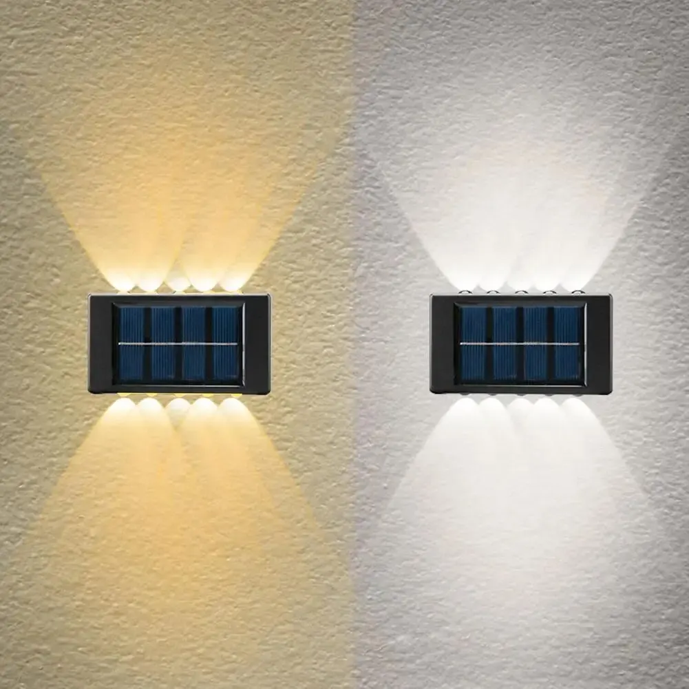 2 Stuks Outdoor Solar Led Deck Lights Ip65 Waterdicht Up Down Wandlamp Voor Patio Pad Trappen Tuin Hek Decor
