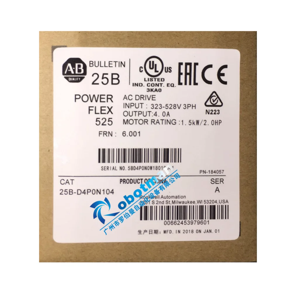 New Original 25B-D4P0N104 PowerFlex 525 AC Driver 1.5kW 480VAC 3PH 4Amps 25BD4P0N104 With Free Shipping