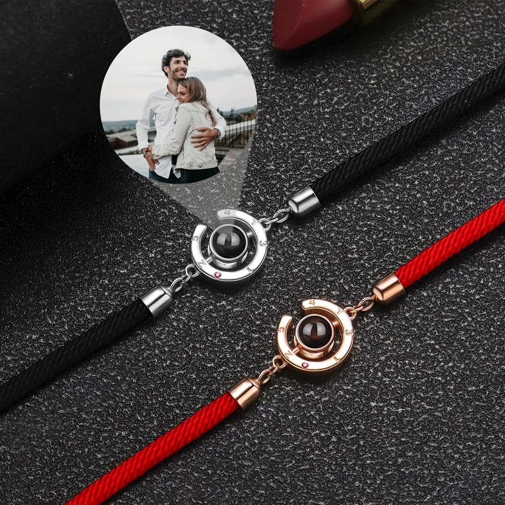925 Silver Personalized Photo Bracelets Custom Projection Photo Bracelet for Women Mom Girl Friend Couple Jewelry Birthday Gift